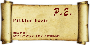 Pittler Edvin névjegykártya